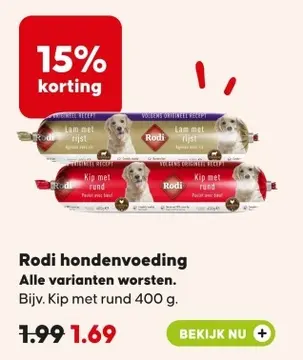 Aanbieding: Rodi hondenvoeding Alle varianten worsten
