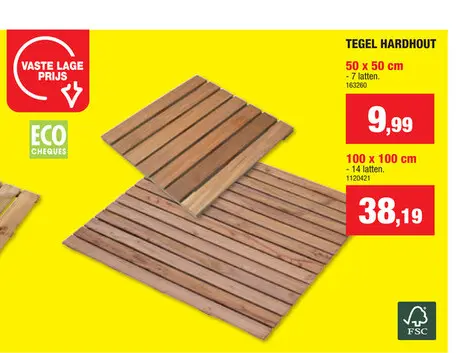 Promotie: Terrastegel 100x100 cm hardhout