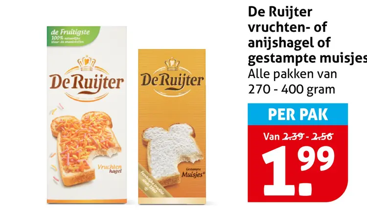 Aanbieding: vruchten- of anijshagel of gestampte muisjes