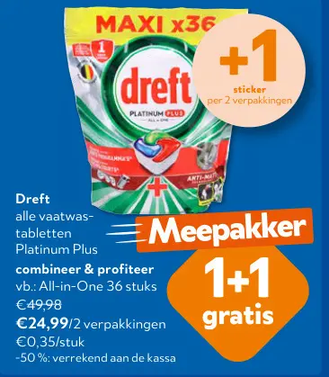 Promotie: Dreft alle vaatwas-tabletten Platinum Plus