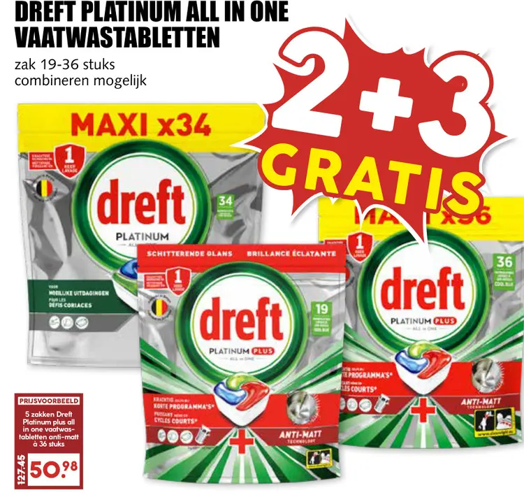 Aanbieding: Dreft platinum all in one vaatwastabletten