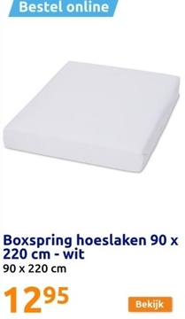 Aanbieding: Boxspring hoeslaken 90 x 220 cm - wit