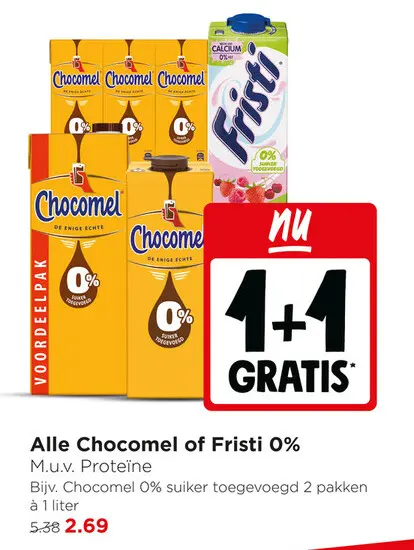 Aanbieding: Chocomel of Fristi 0%