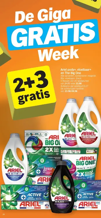 Promotie: Ariel pods+, vloeibaar+ en The Big One