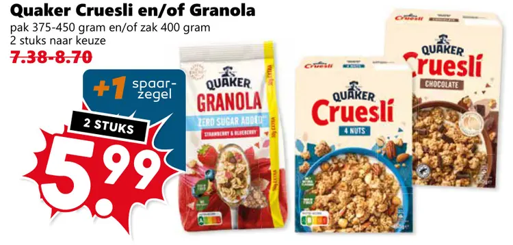 Aanbieding: Cruesli en/of Granola
