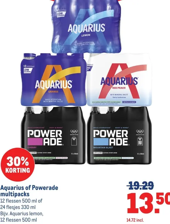 Aanbieding: Aquarius of Powerade multipacks