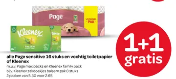 Aanbieding: Page sensitive 16 stuks en vochtig toiletpapier of Kleenex