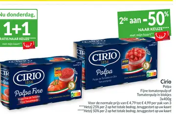 Aanbieding: Cirio Polpa, tomatenpulp of tomatenpulp in blokjes
