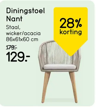 Aanbieding: Diningstoel Nant - wicker/acacia taupe - 86x61x60 cm