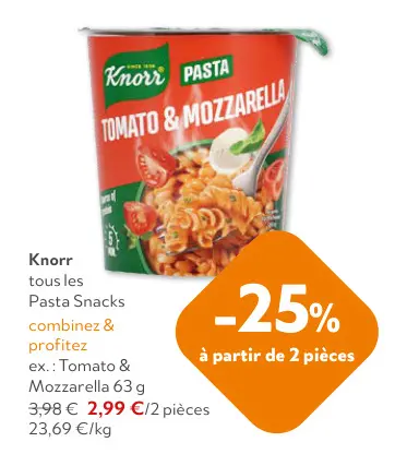 Offre: Pasta Snacks Tomato & Mozzarella