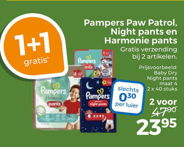 Aanbieding: Pampers Paw Patrol, Night pants en Harmonie pants