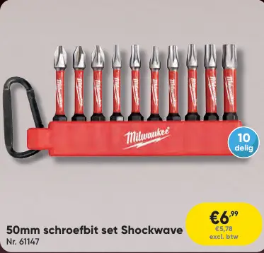 Promotie: 50mm schroefbit set Shockwave