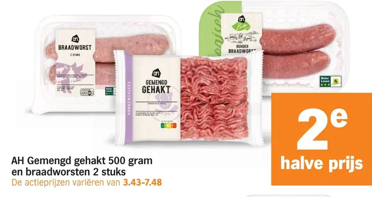 Aanbieding: Gemengd gehakt en braadworsten