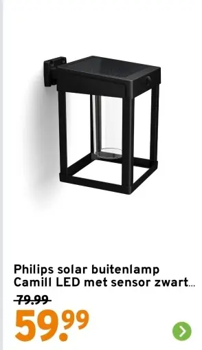 Aanbieding: solar buitenlamp Camill LED met sensor zwart