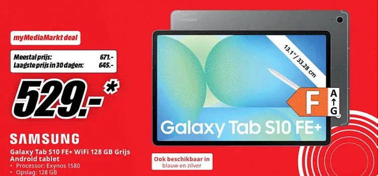 Aanbieding: Galaxy Tab S10 FE+ WiFi 128 GB Grijs