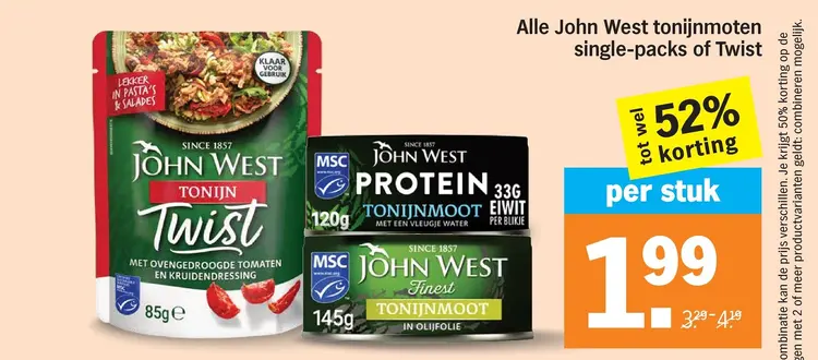 Aanbieding: John West tonijnmoten single-packs of Twist