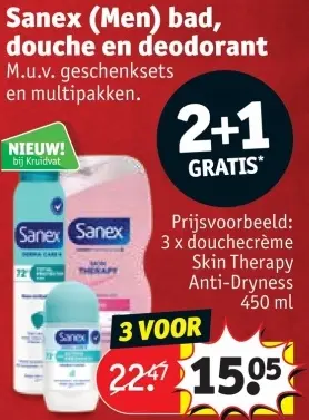 Aanbieding: Sanex (Men) bad, douche en deodorant