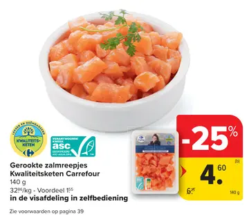 Aanbieding: Gerookte zalmreepjes Kwaliteitsketen Carrefour