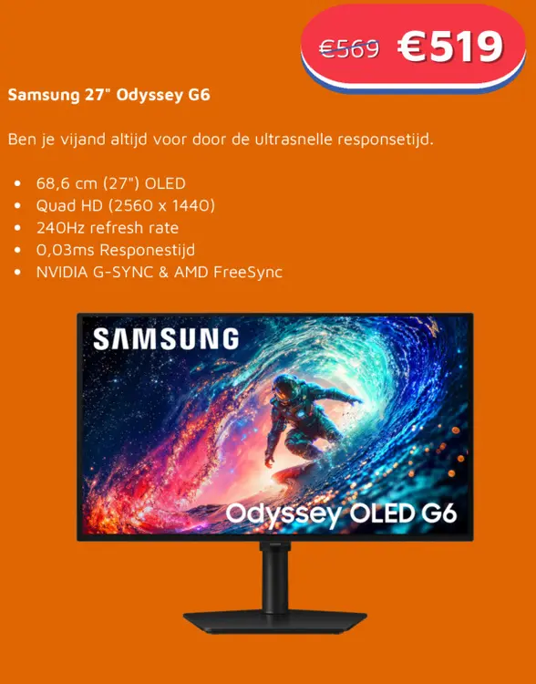 Aanbieding: Samsung 27" Odyssey G6