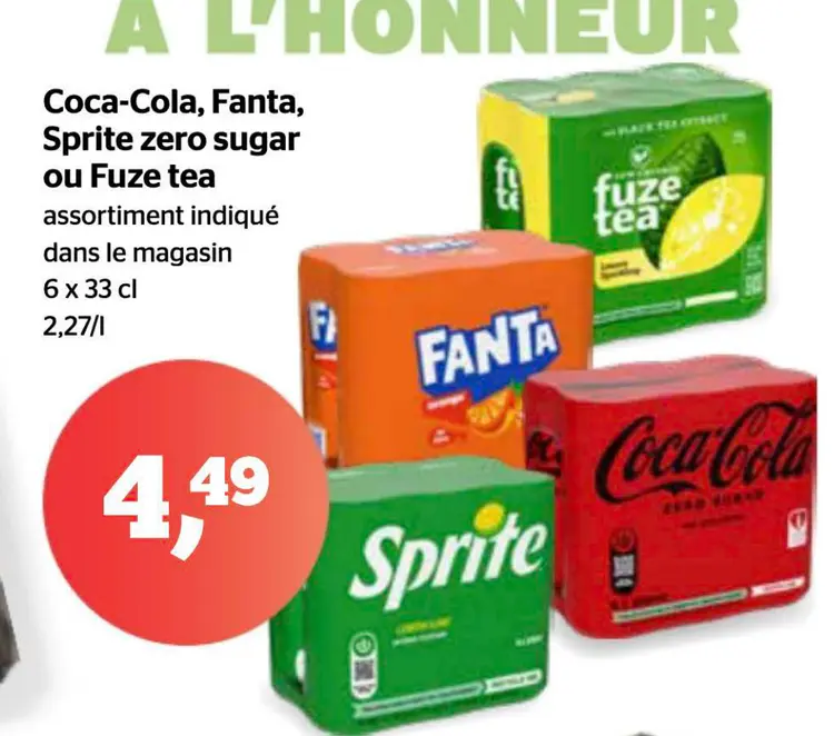 Offre: Coca-Cola, Fanta, Sprite zero sugar ou Fuze t