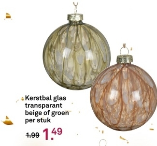 Aanbieding: Kerstbal glas transparant