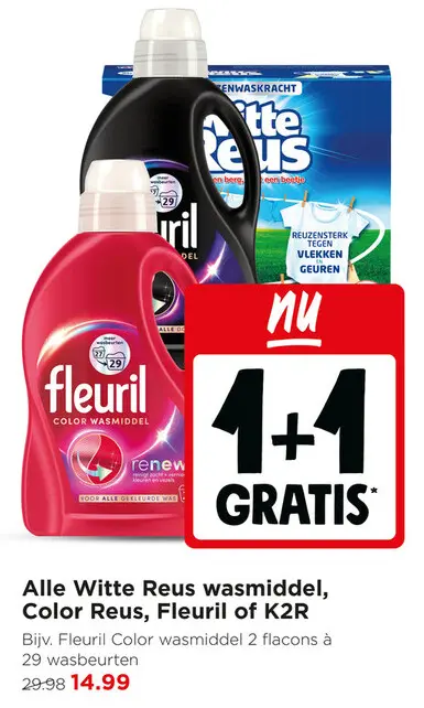 Aanbieding: Alle Witte Reus wasmiddel, Color Reus, Fleuril of K2R
