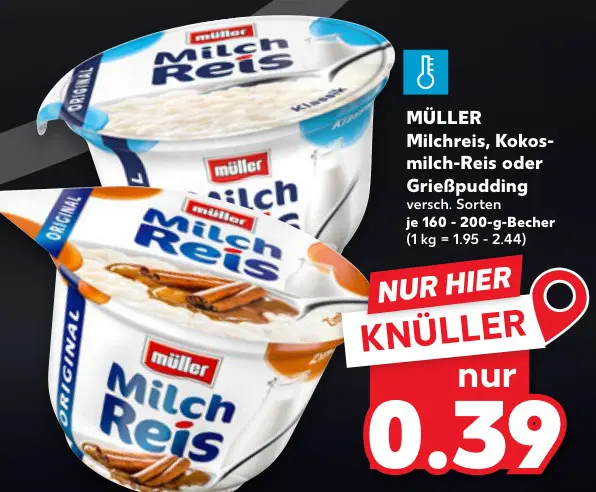 Aanbieding: Milchreis, Kokosmilch-Reis oder Grießpudding