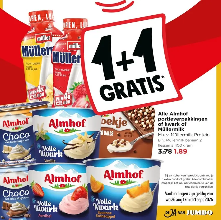 Aanbieding: Almhof portieverpakkingen of kwark of Müllermilk