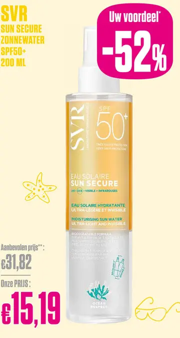 Promotie: SVR Sun Secure Zonnewater SPF50+ 200 ml - SVR