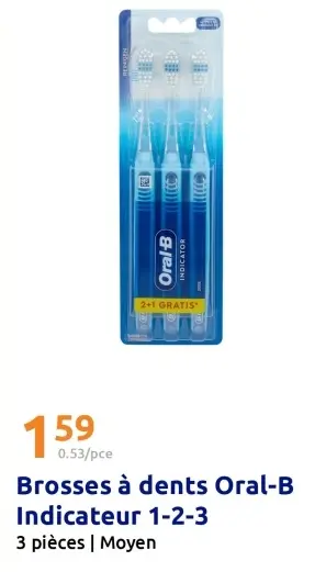 Offre: Brosses à dents Oral-B Indicateur 1-2-3