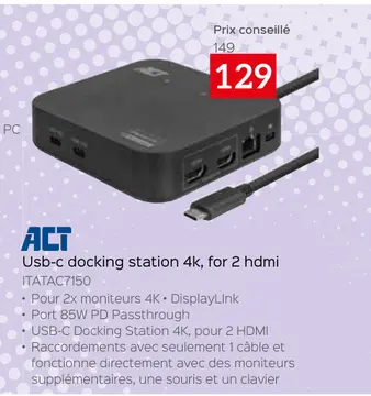 Offre: Usb-c docking station 4k, for 2 hdmi