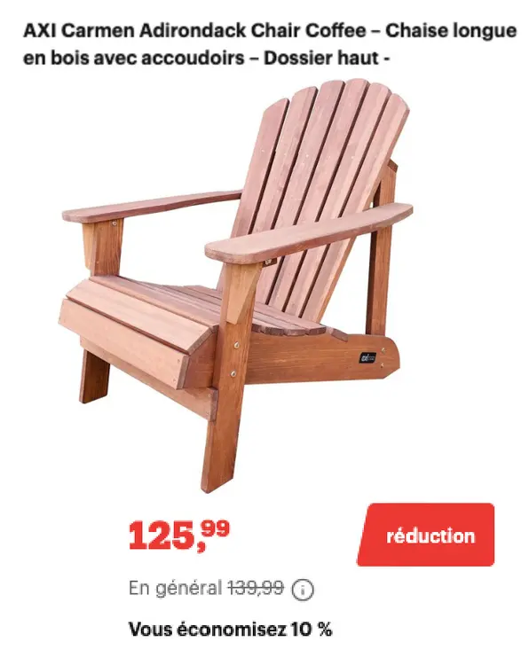 Offre: Carmen Adirondack Chair Coffee