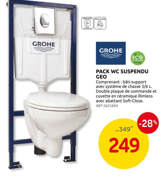 Offre: Pack wc suspendu geo