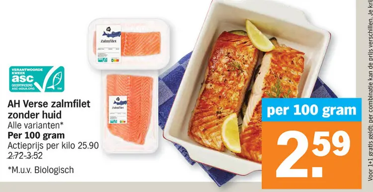 Aanbieding: Verse zalmfilet zonder huid