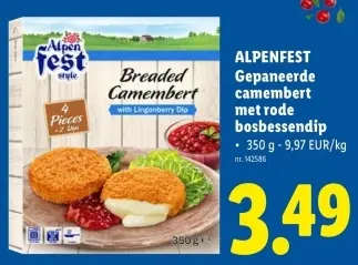 Promotie: Gepaneerde camembert met rode bosbessendip
