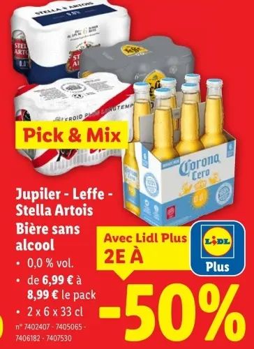 Offre: Jupiler - Leffe - Stella Artois Bière sans alcool