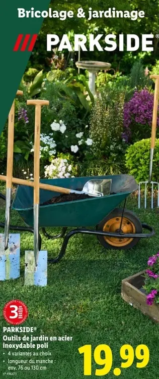 Offre: Outils de jardin en acier inoxydable poli