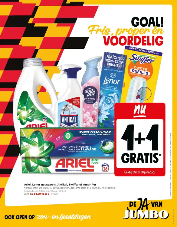 Promotie: Ariel, Lenor geurparels, Antikal, Swiffer of Ambi-Pur