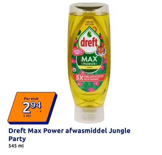 Aanbieding: Dreft Max Power afwasmiddel Jungle Party