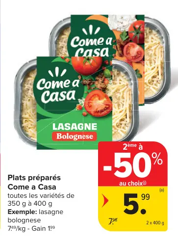 Offre: Plats préparés Lasagne Bolognese