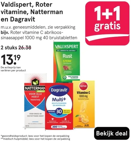 Aanbieding: Valdispert, Roter vitamine, Natterman en Dagravit