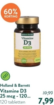 Aanbieding: Holland & Barrett Vitamine D3 25 mcg - 120 tabletten