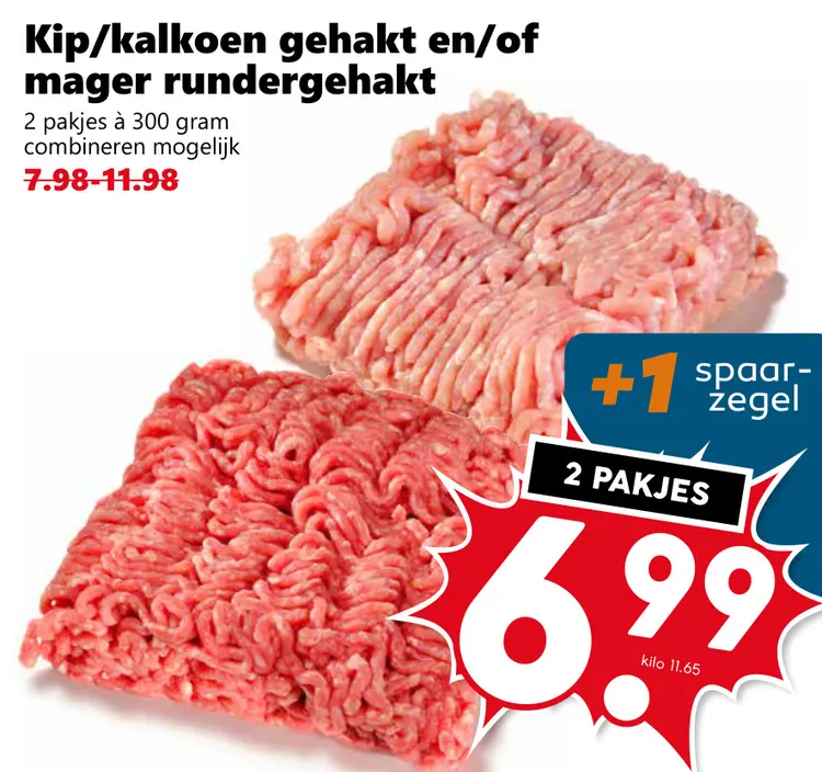 Aanbieding: Kip/kalkoen gehakt en/of mager rundergehakt