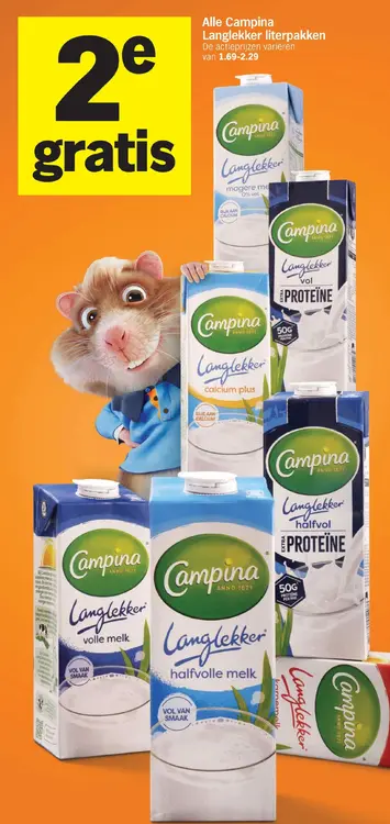 Aanbieding: Campina Langlekker literpakken