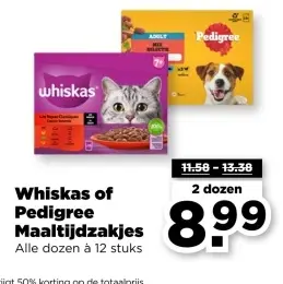 Aanbieding: Whiskas of Pedigree Maaltijdzakjes