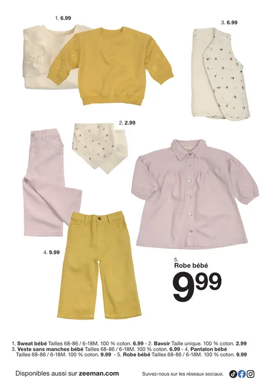 Offre: Sweat bébé, bavoir, veste sans manches bébé, pantalon bébé, robe bébé