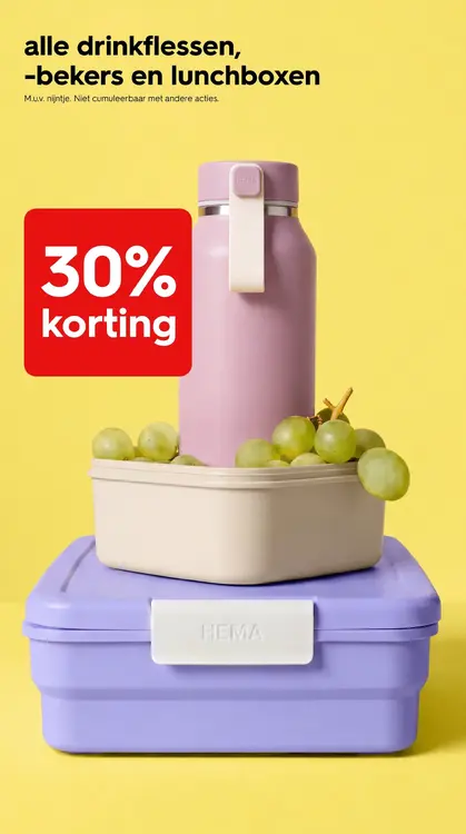 Promotie: Alle drinkflessen, -bekers en lunchboxen
