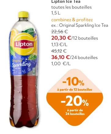 Offre: Lipton Ice Tea Original Sparkling Ice Tea