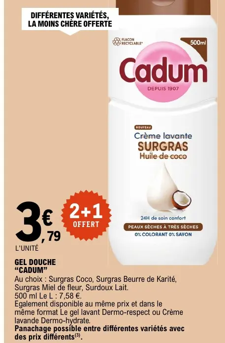 Promotie: Gel douche "Cadum"