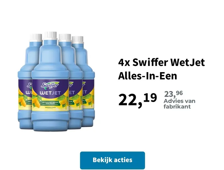 Promotie: 2e halve prijs: 4x Swiffer WetJet Alles-In-Een